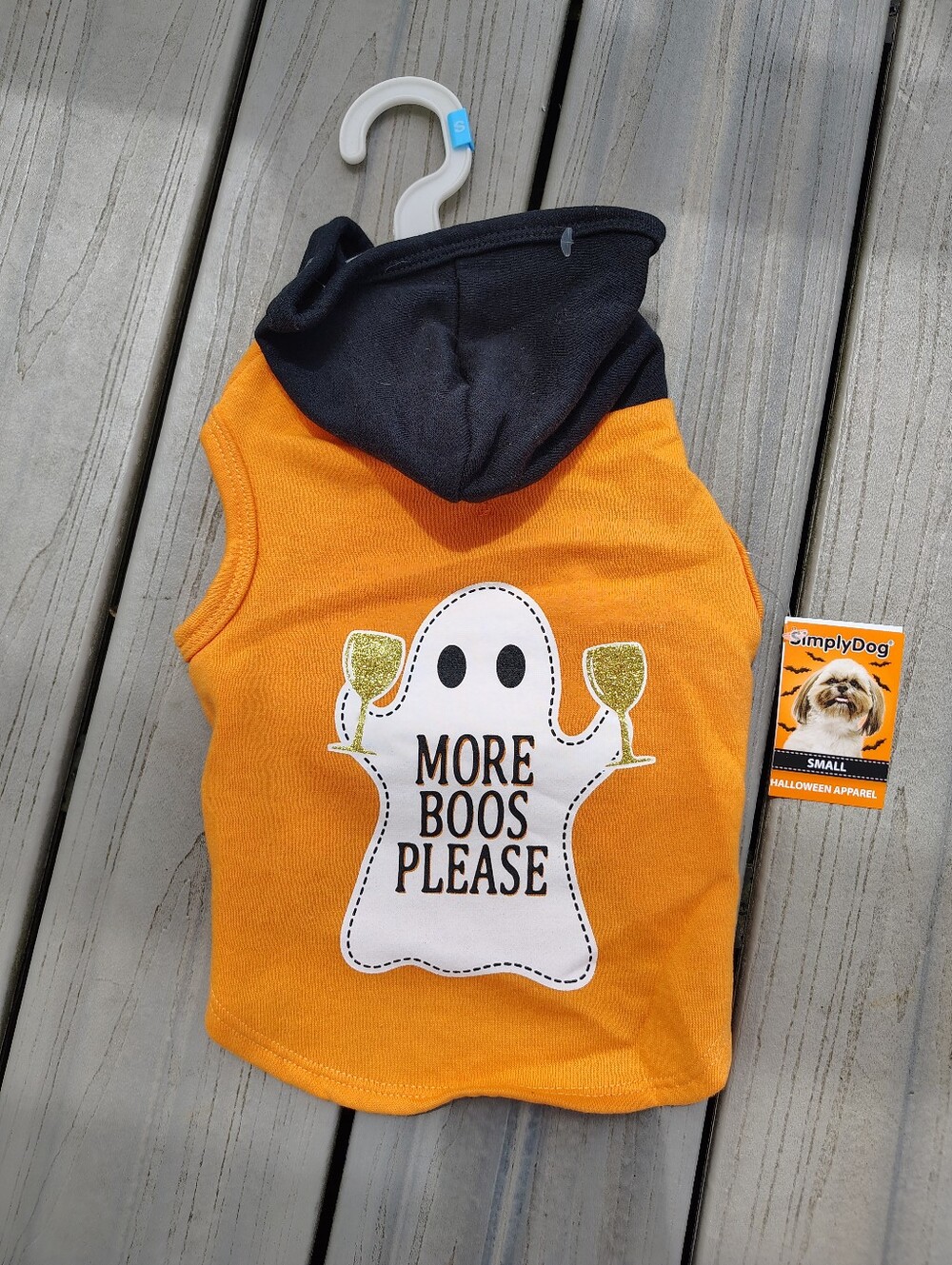 SimplyDog Orange & Black 'More Boos Please' Halloween Dog Hoodie